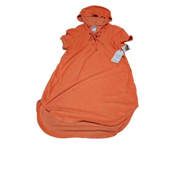 Time and Tru Orange Hooded Lace-Up Swim Coverup M - Picture 11 of 13